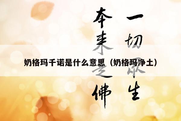 奶格玛千诺是什么意思（奶格玛净土）