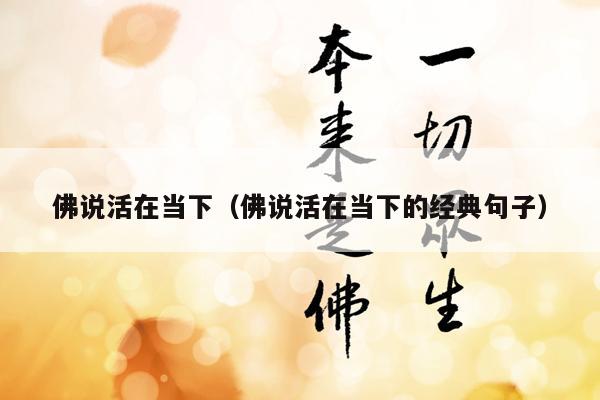 佛说活在当下（佛说活在当下的经典句子）