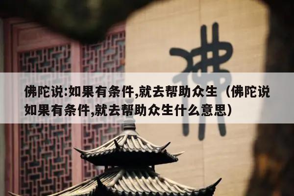 佛陀说:如果有条件,就去帮助众生（佛陀说如果有条件,就去帮助众生什么意思）