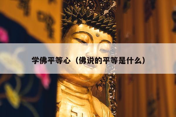 学佛平等心（佛说的平等是什么）