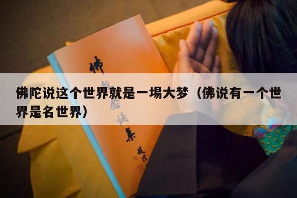 佛陀说这个世界就是一埸大梦（佛说有一个世界是名世界）