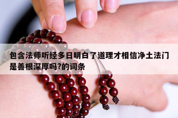 包含法师听经多日明白了道理才相信净土法门是善根深厚吗?的词条