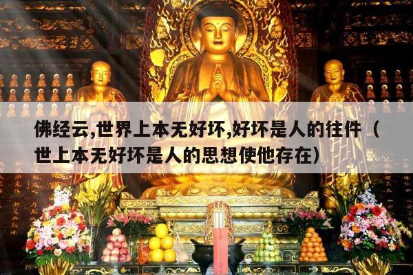 佛经云,世界上本无好坏,好坏是人的往件（世上本无好坏是人的思想使他存在）