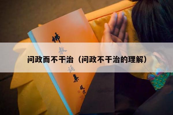 问政而不干治（问政不干治的理解）