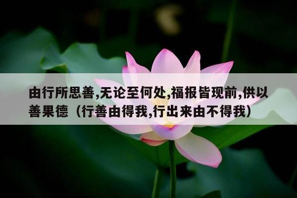 由行所思善,无论至何处,福报皆现前,供以善果德（行善由得我,行出来由不得我）