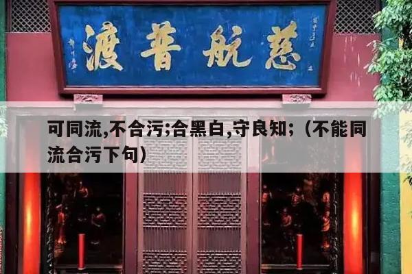 可同流,不合污;合黑白,守良知;（不能同流合污下句）