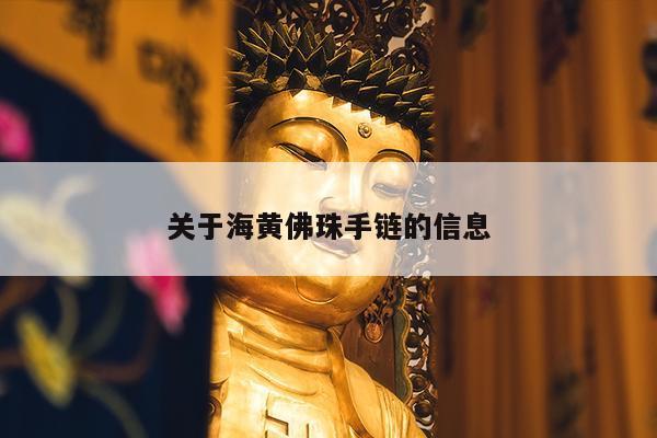 关于海黄佛珠手链的信息