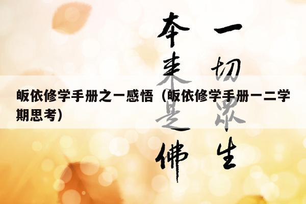 皈依修学手册之一感悟（皈依修学手册一二学期思考）