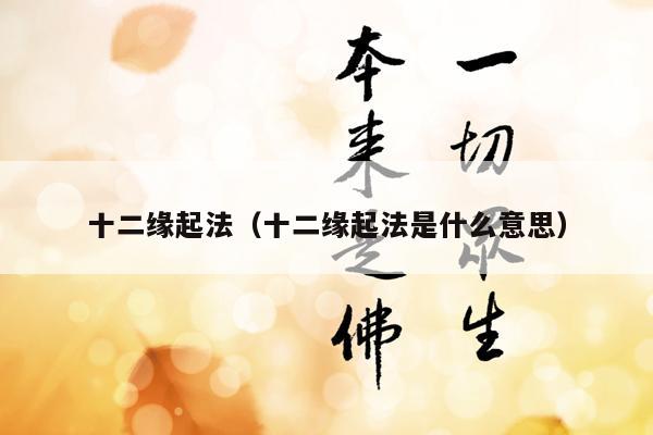 十二缘起法（十二缘起法是什么意思）