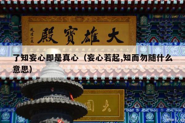 了知妄心即是真心（妄心若起,知而勿随什么意思）