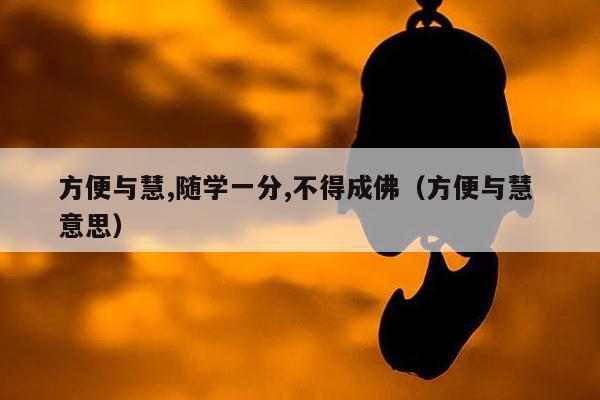 方便与慧,随学一分,不得成佛（方便与慧 意思）