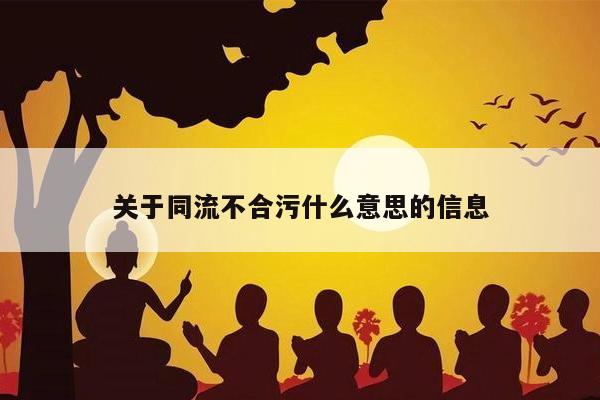 关于同流不合污什么意思的信息