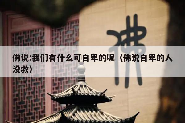 佛说:我们有什么可自卑的呢（佛说自卑的人没救）
