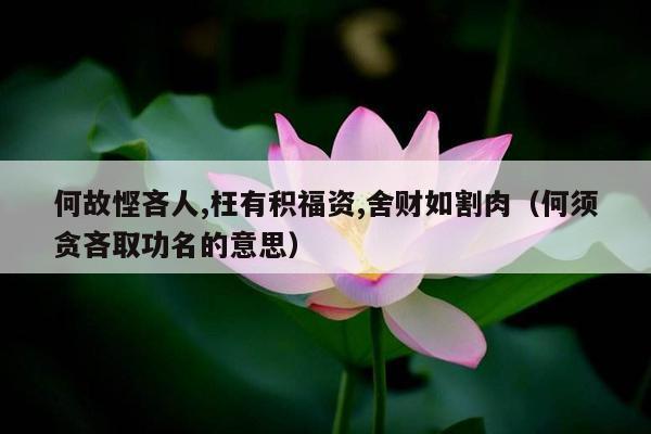 何故悭吝人,枉有积福资,舍财如割肉（何须贪吝取功名的意思）