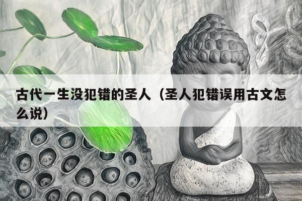 古代一生没犯错的圣人（圣人犯错误用古文怎么说）