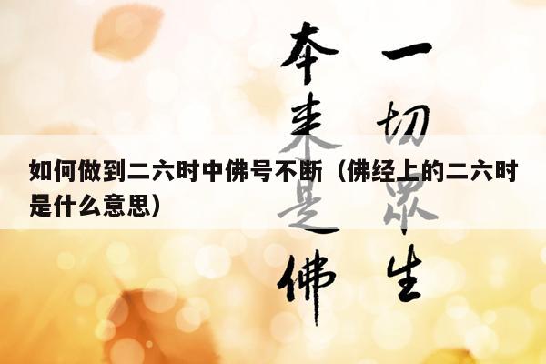 如何做到二六时中佛号不断（佛经上的二六时是什么意思）