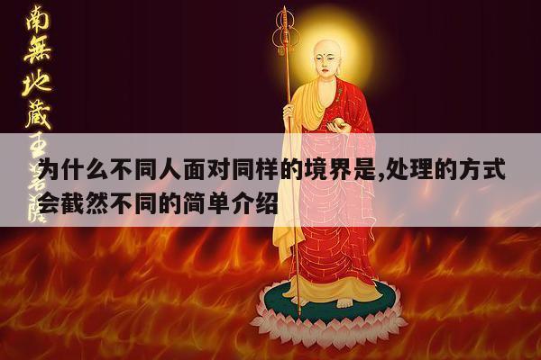 为什么不同人面对同样的境界是,处理的方式会截然不同的简单介绍