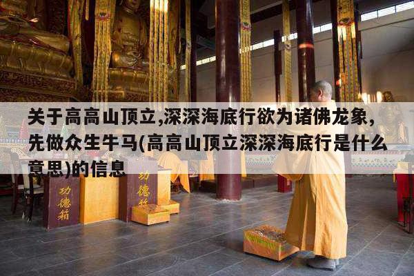 关于高高山顶立,深深海底行欲为诸佛龙象,先做众生牛马(高高山顶立深深海底行是什么意思)的信息