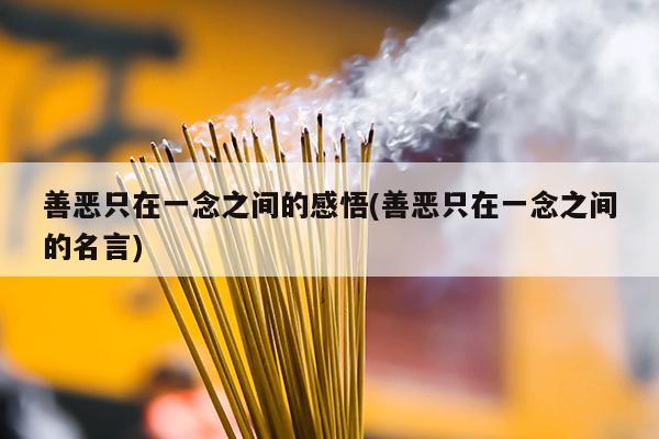 善恶只在一念之间的感悟(善恶只在一念之间的名言)