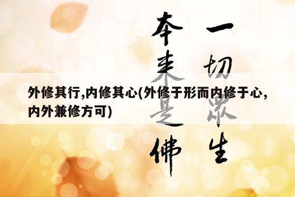 外修其行,内修其心(外修于形而内修于心,内外兼修方可)