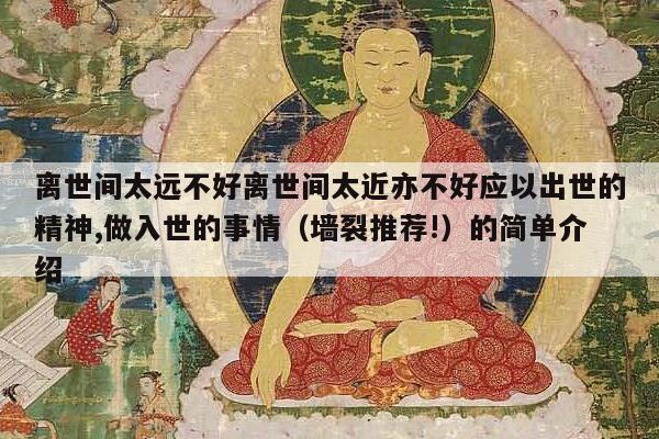 离世间太远不好离世间太近亦不好应以出世的精神,做入世的事情（墙裂推荐!）的简单介绍