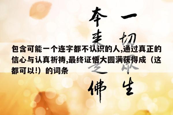 包含可能一个连字都不认识的人,通过真正的信心与认真祈祷,最终证悟大圆满获得成（这都可以!）的词条