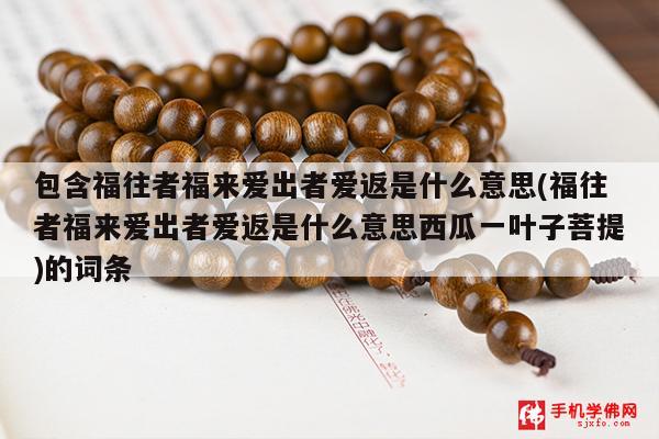 包含福往者福来爱出者爱返是什么意思(福往者福来爱出者爱返是什么意思西瓜一叶子菩提)的词条