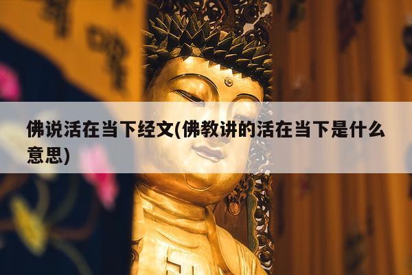 佛说活在当下经文(佛教讲的活在当下是什么意思)