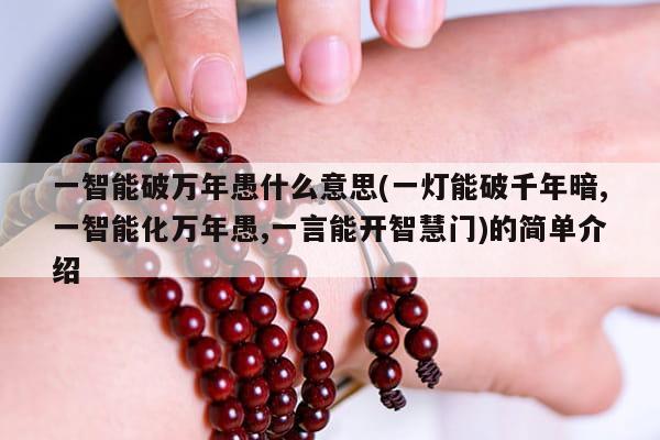 一智能破万年愚什么意思(一灯能破千年暗,一智能化万年愚,一言能开智慧门)的简单介绍