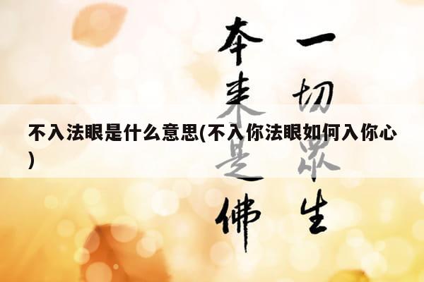 不入法眼是什么意思(不入你法眼如何入你心)