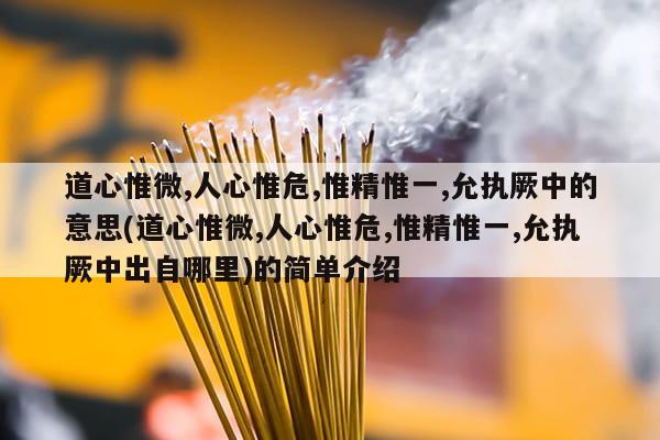 道心惟微,人心惟危,惟精惟一,允执厥中的意思(道心惟微,人心惟危,惟精惟一,允执厥中出自哪里)的简单介绍