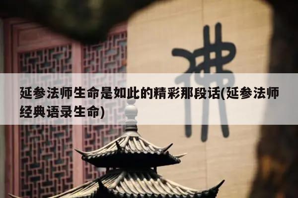 延参法师生命是如此的精彩那段话(延参法师经典语录生命)